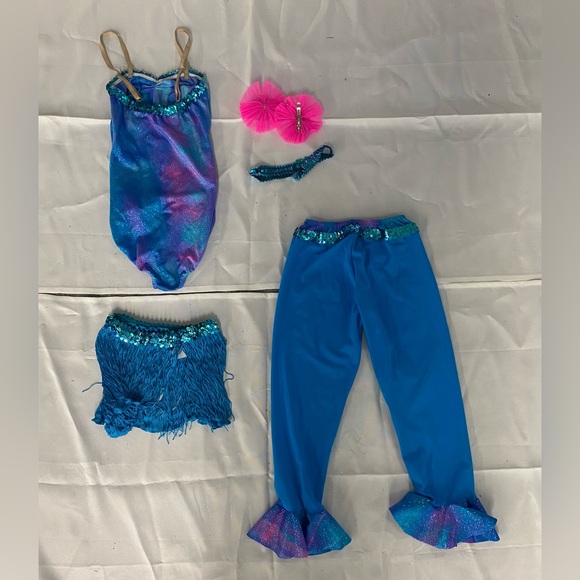 Creations by Cicci Blue Holo Dot 2 in 1 Dance Costume Tap Jazz - Picture 2 of 3